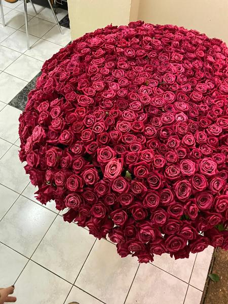 Корзина из 501 розовой розы